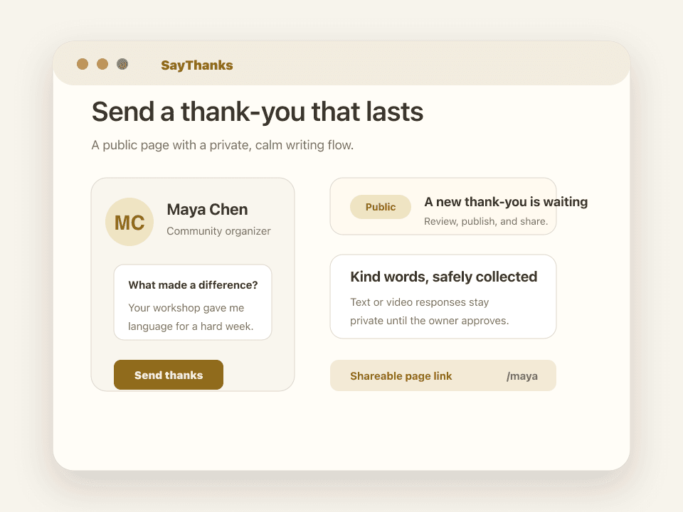 SayThanks send-thanks page screenshot